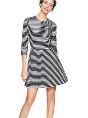 GAP Black and White Striped Fit-and-Flare Mini Dress